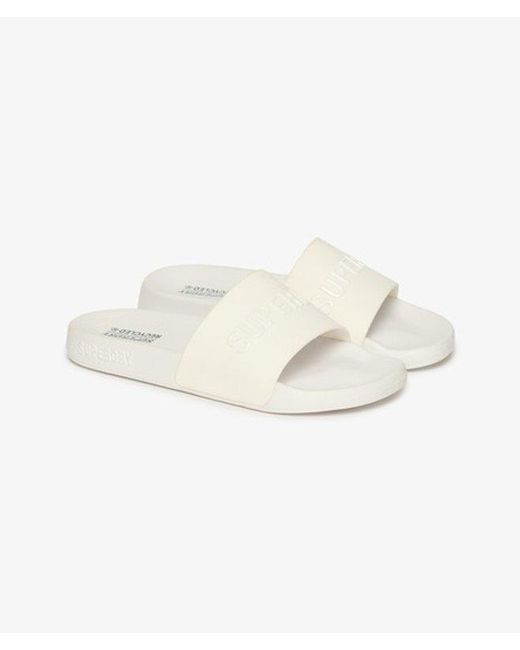 Superdry White & Co Classic Code Logo Pool Sliders