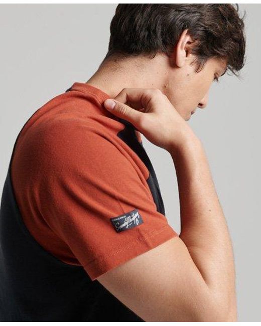 Superdry Blue Core Logo Graphic Raglan T-Shirt Eclipse for men