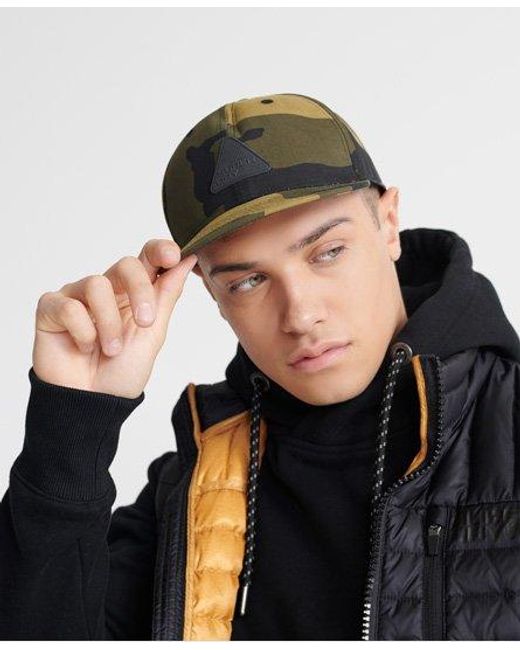 Superdry Black 6 Panel Twill Cap Camo for men