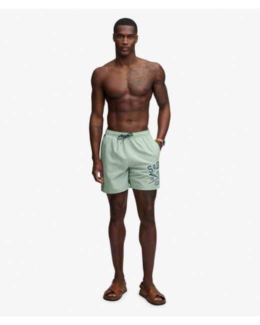 Superdry Green & Co Printed Logo 16-inch Swim Shorts for men