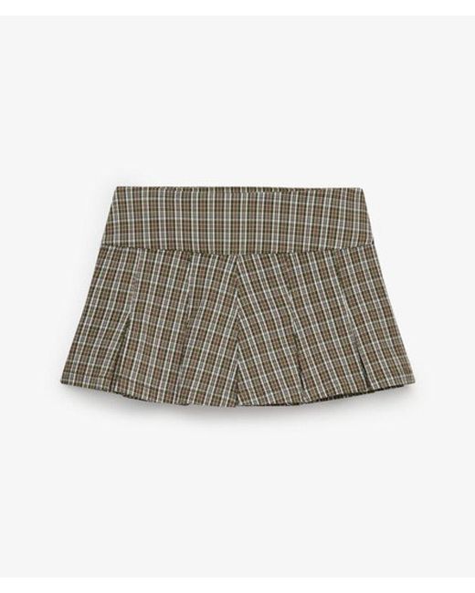 Superdry Gray Bench X & Co Bench Logo Pleated Check Mini Skirt