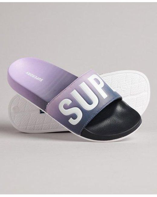 Superdry Blue Code Dip Dye Sliders /Lilac Dip Dye
