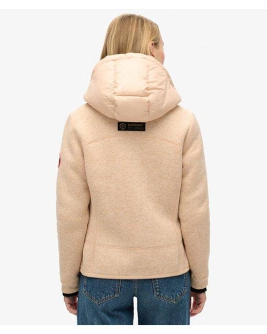 Superdry Gebreide Hybrid Storm Jas Met Capuchon in het Blue