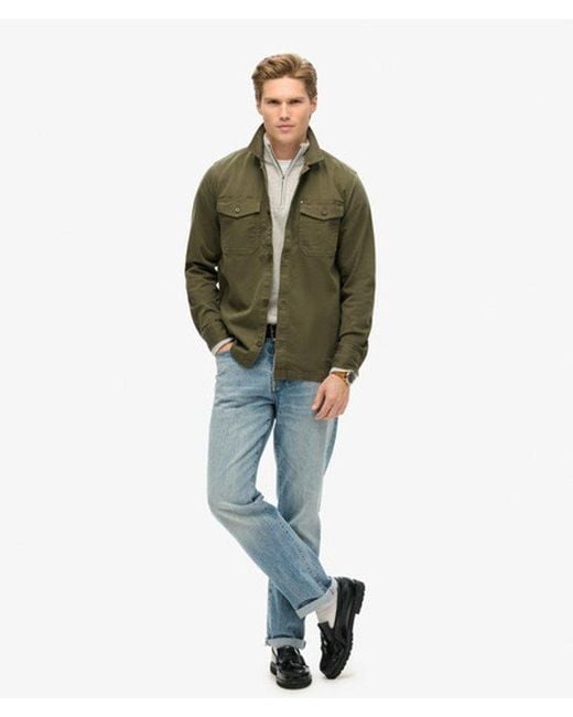 Superdry Green Mens Classic Herringbone The Merchant Store Overshirt for men
