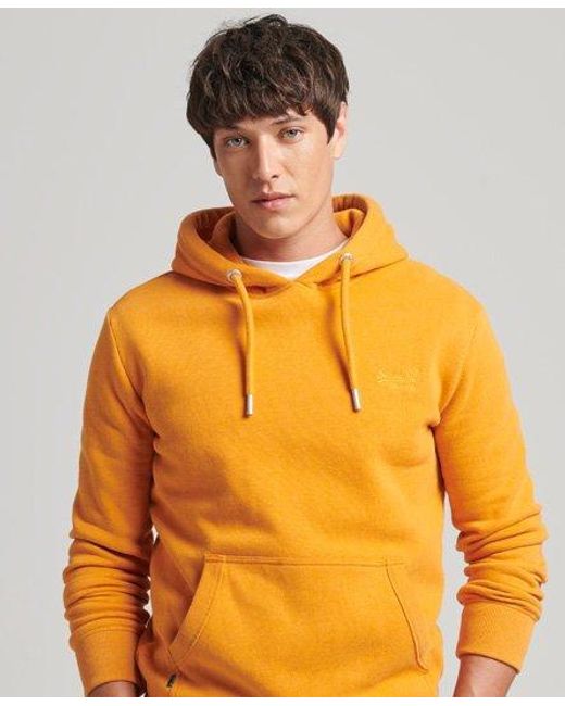 Superdry Organic Cotton Essential Logo Hoodie in Yellow for Men | Lyst