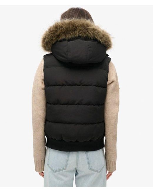 Superdry Everest Bodywarmer Van Imitatiebont in het Black