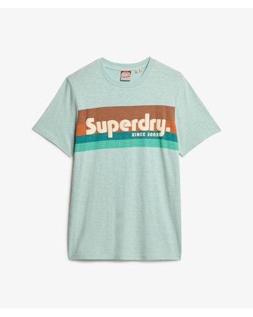 Superdry Green Terrain Logo Stripe Relaxed T-shirt for men
