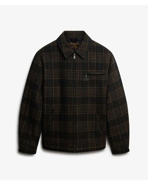 Superdry Black & Co Wool Blend Check Ranch Jacket for men