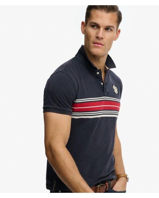 Superdry Blue & Co Vintage Stripe Jersey Polo Shirt for men