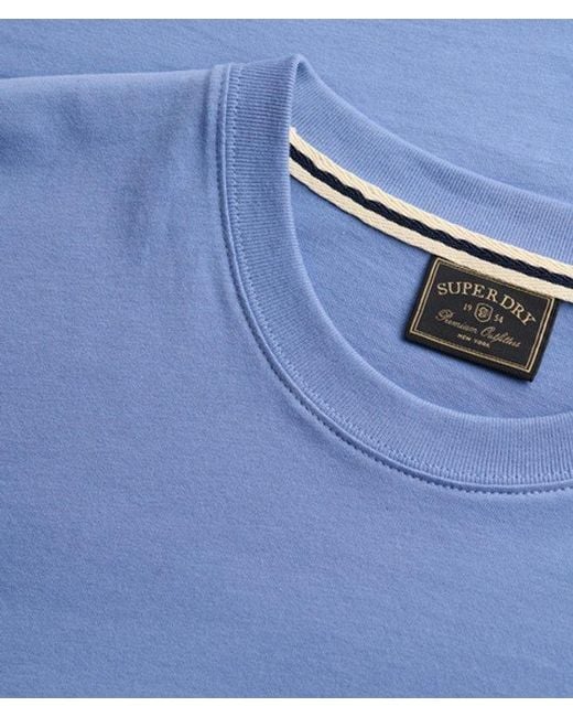 Superdry Blue Essential Stacked Logo Embroidered T-Shirt for men