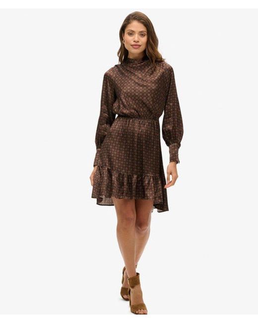 Superdry Brown & Co Mini Cowl Neck Jacquard Dress