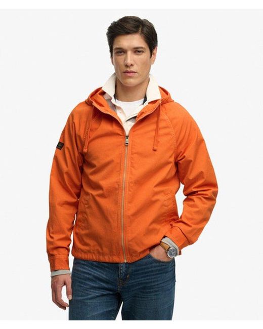 Superdry Orange Hooded Washed Twill Jacket for men