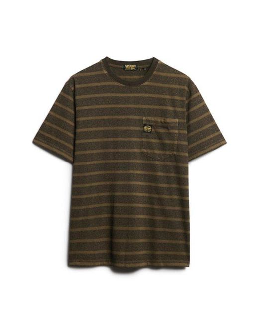 Superdry Green & Co Textured Stripe Pocket T-shirt for men