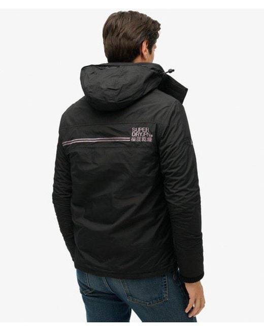 Superdry Black Pop Zip Hood Arctic Sd-Windcheater Jacket for men