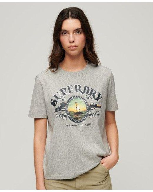 Superdry Gray Travel Souvenir Relaxed T-shirt