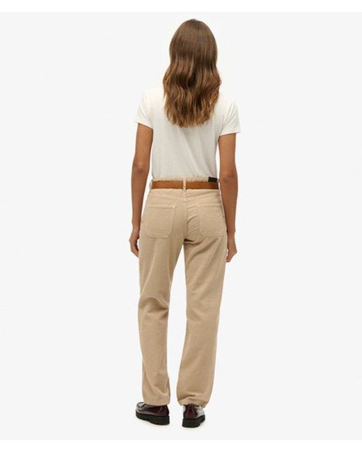 Superdry White Straight Leg Cord Pants Size: 26/32