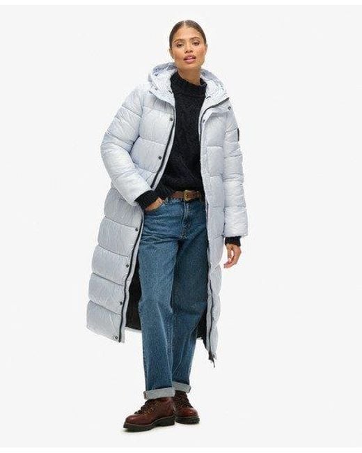 Superdry Blue Xpd Sports Longline Puffer Coat