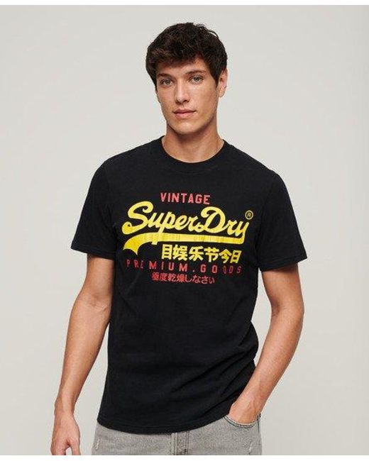 T-shirt à logo vintage logo duo Superdry pour homme en coloris Black