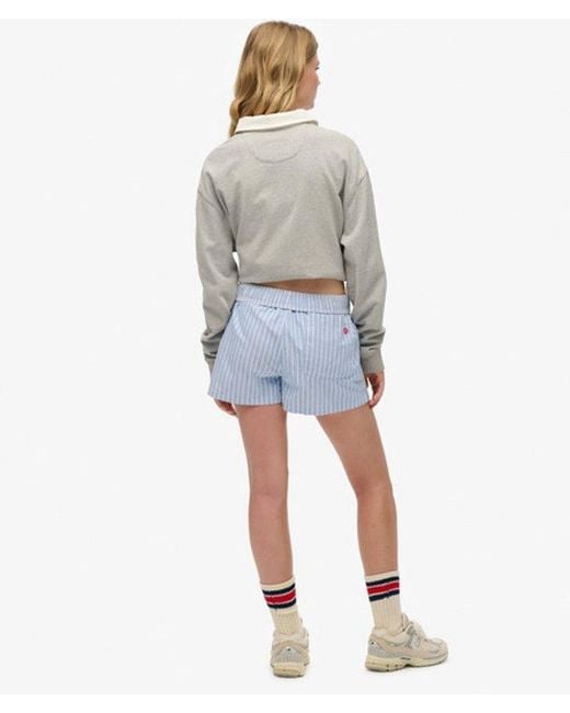 Superdry Gestreepte Elastische Short Van Biologisch Katoen in het Blue