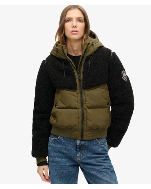 Superdry Green & Co Ladies Everest Slim Fit Colourblock Bomber Hybrid Jacket