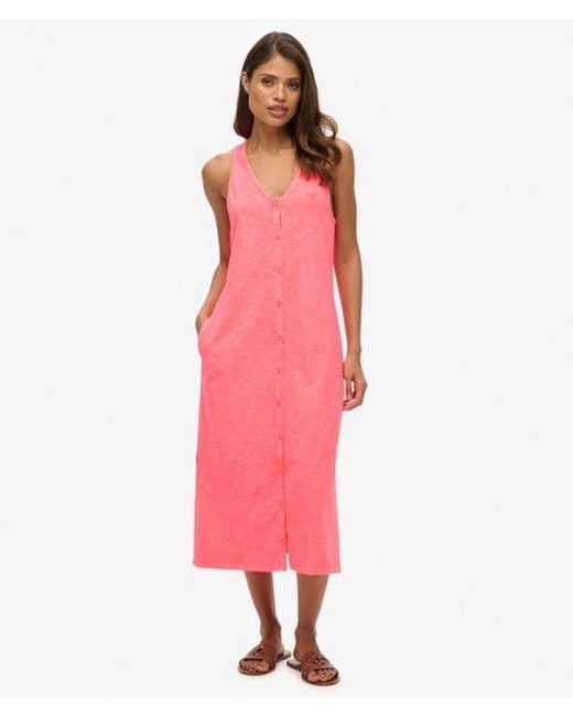 Superdry Pink & Co Beach Jersey Midi Dress