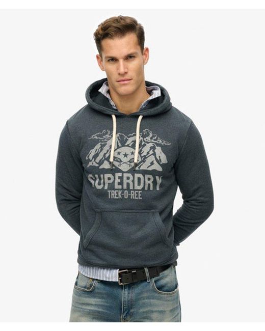 Superdry Blue Lo-Fi Outdoor Mono Relaxed Hoodie for men
