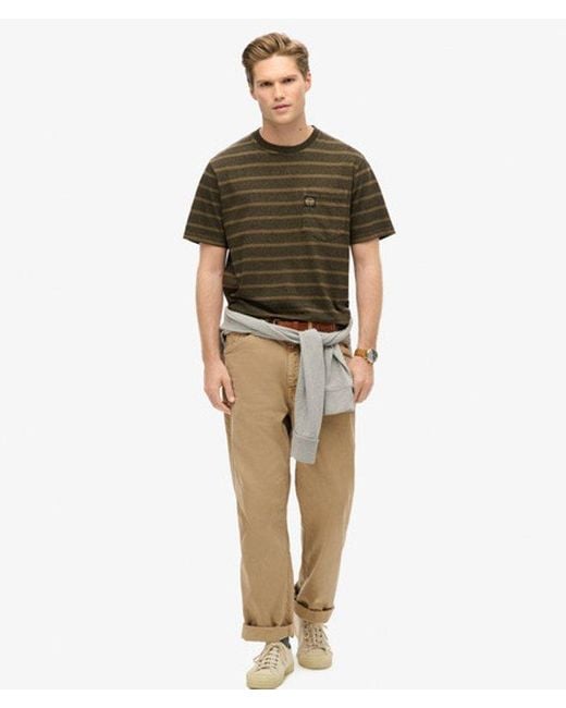 Superdry Green & Co Textured Stripe Pocket T-shirt for men