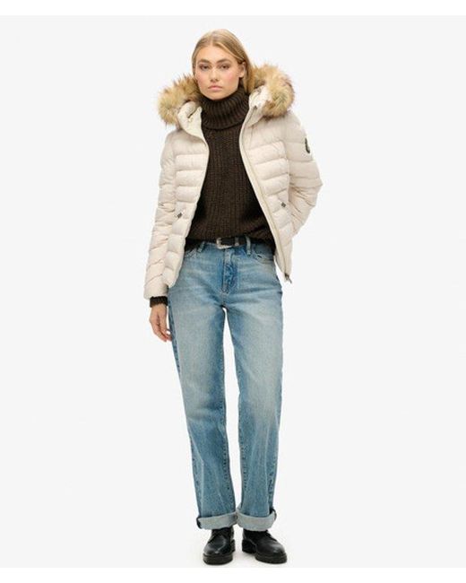 Veste rembourrée à capuche en fourrure synthétique fuji Superdry en coloris Natural