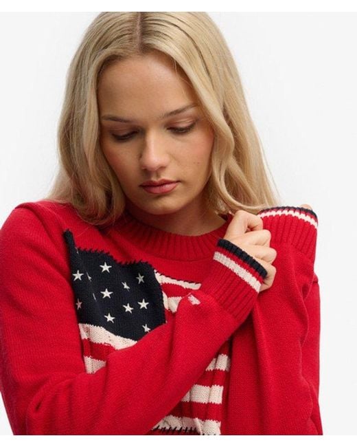 Superdry Red & Co Athletic Essentials Americana Flag Crew Knit