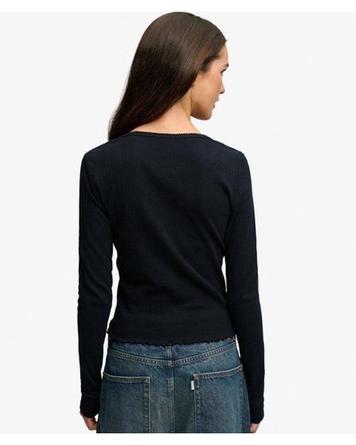 Superdry Black & Co Athletic Essential Pointelle Cardigan