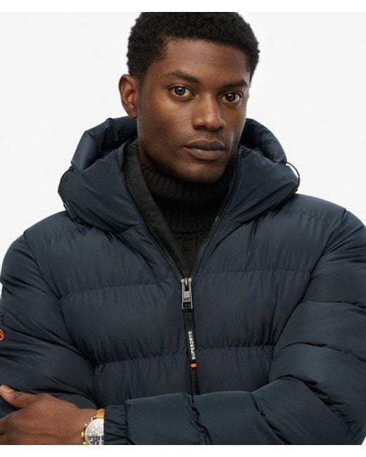 Superdry Blue & Co Hooded Sports Puffer Jacket for men