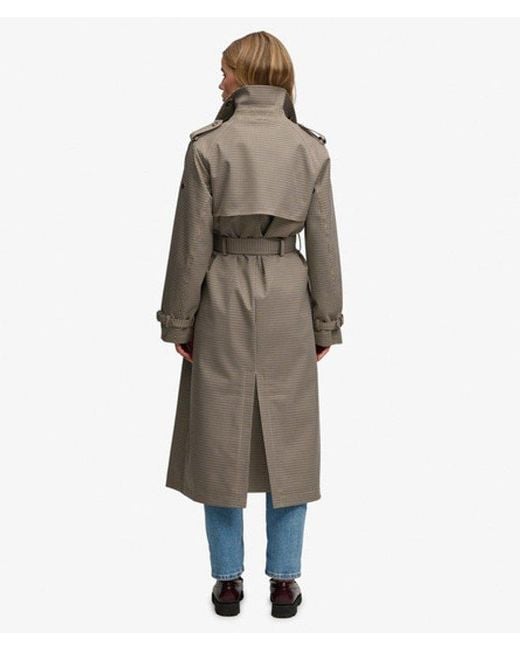 Superdry Blue & Co Micro Check Trench Coat