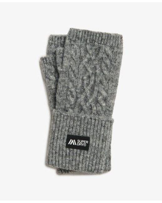 Superdry Gray Cable Luxe Handwarmer Gloves