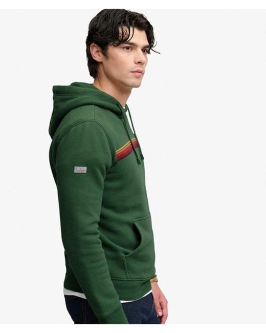 Superdry Green Outdoors Stripe Logo Hoodie for men
