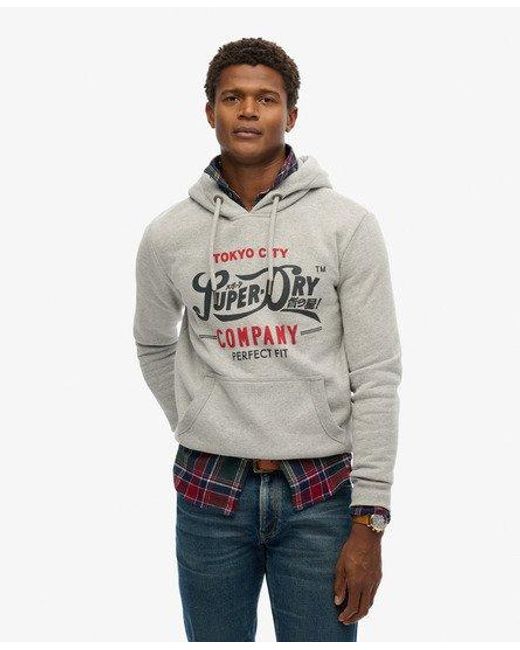 Superdry Perfect Fit Script Hoodie in Grey for Men Lyst UK