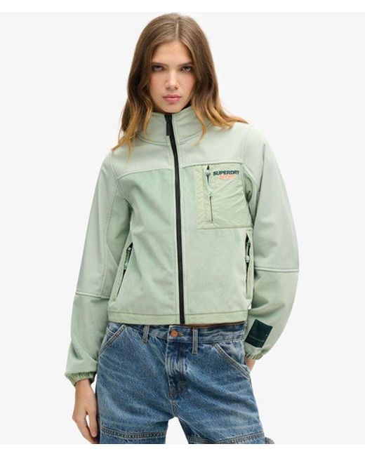 Superdry Green Ladies Classic Embroidered Hybrid Trekker Jacket