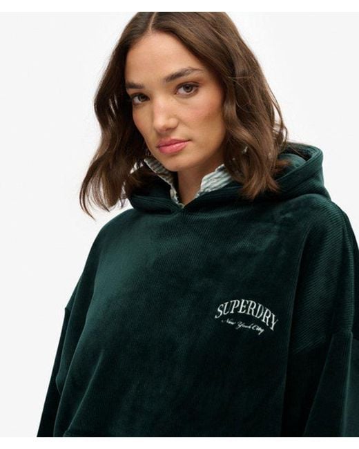 Superdry Green & Co Country Club Velour Relaxed Hoodie