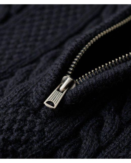 Superdry Blue & Co Vintage Jacob Cable Knit Half Zip Jumper for men