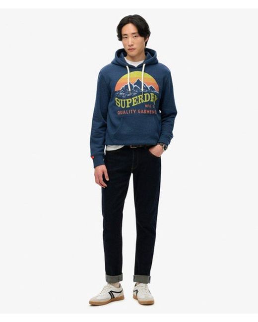 Superdry Blue Core Logo Great Outdoors Relaxed Hoodie for men
