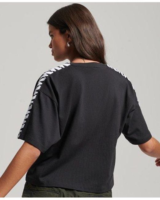 Superdry Gray Code S Logo Tape Oversized Boxy T-Shirt