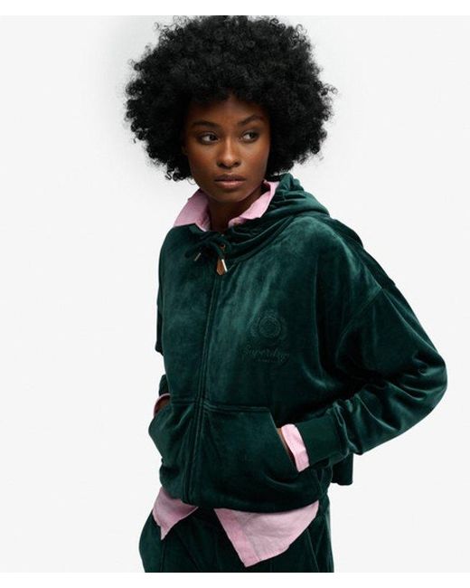 Superdry Green & Co Country Club Velour Zip Hoodie