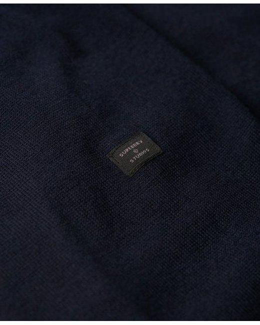 Superdry Blue Merino Roll Neck Jumper for men