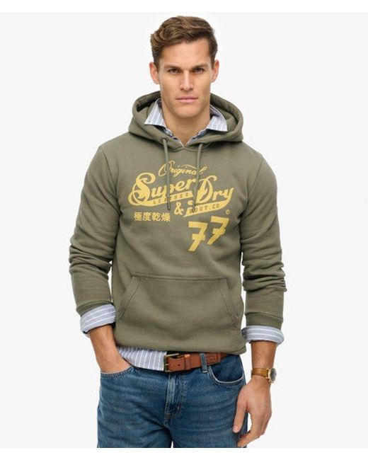 Superdry Green & Co Leather & Boot Co Script Hoodie for men
