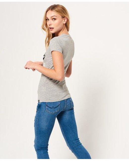 Superdry White Classic Sequin T-Shirt Marl Heather