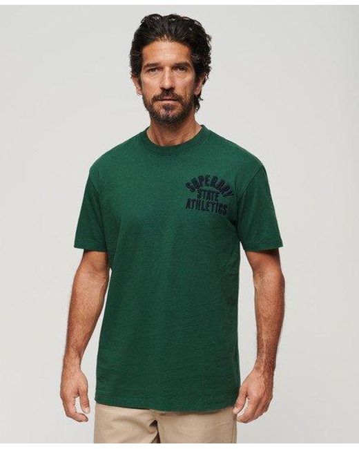 Superdry Green Embroidered Superstate Athletic Logo T-shirt for men