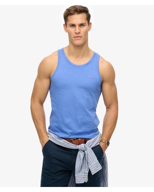 Superdry Essential Logo Tanktop in het Blue voor heren