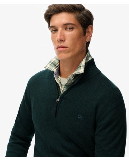 Homme Pull À Demi-Zip Essentials En Coton Taille Superdry pour homme en coloris Green