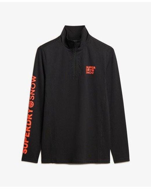 Superdry Black Sport Ski Base Layer Half Zip Top for men