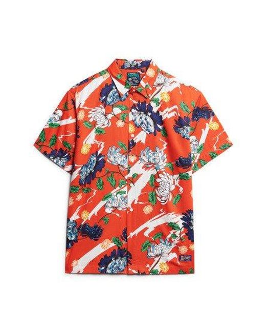 Superdry Red Short Sleeve Hawaiian Shirt for men