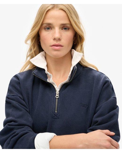 Superdry Blue Essential Half Zip Sweatshirt
